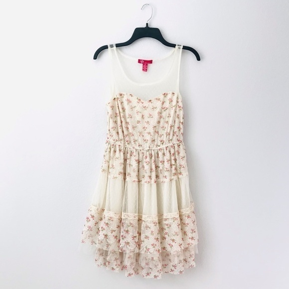 UP Floral Tulle Tier Lace Mesh Cottagecore Prairie Dress - Picture 4 of 11
